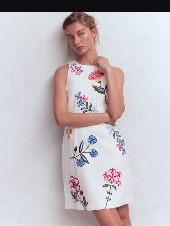 Boden Dresses & Skirts - Nwt Boden Occasion Short Linen Dress. White Embroidery Sz 6R (#28)